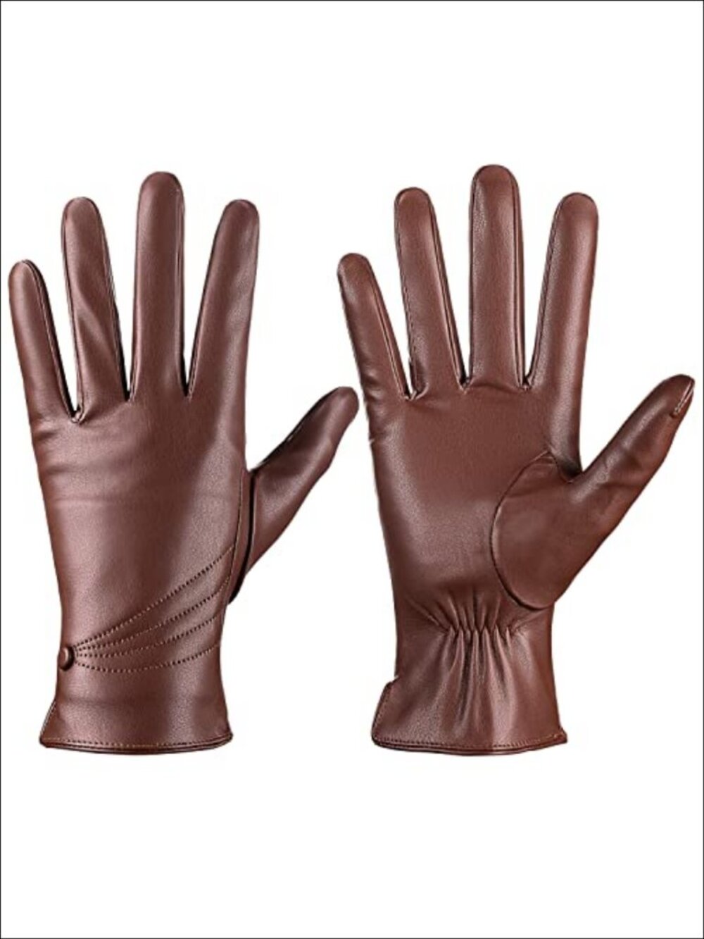 Winter Leather Gloves PU Leather Italian Cashmere Lined Touchscreen Warm